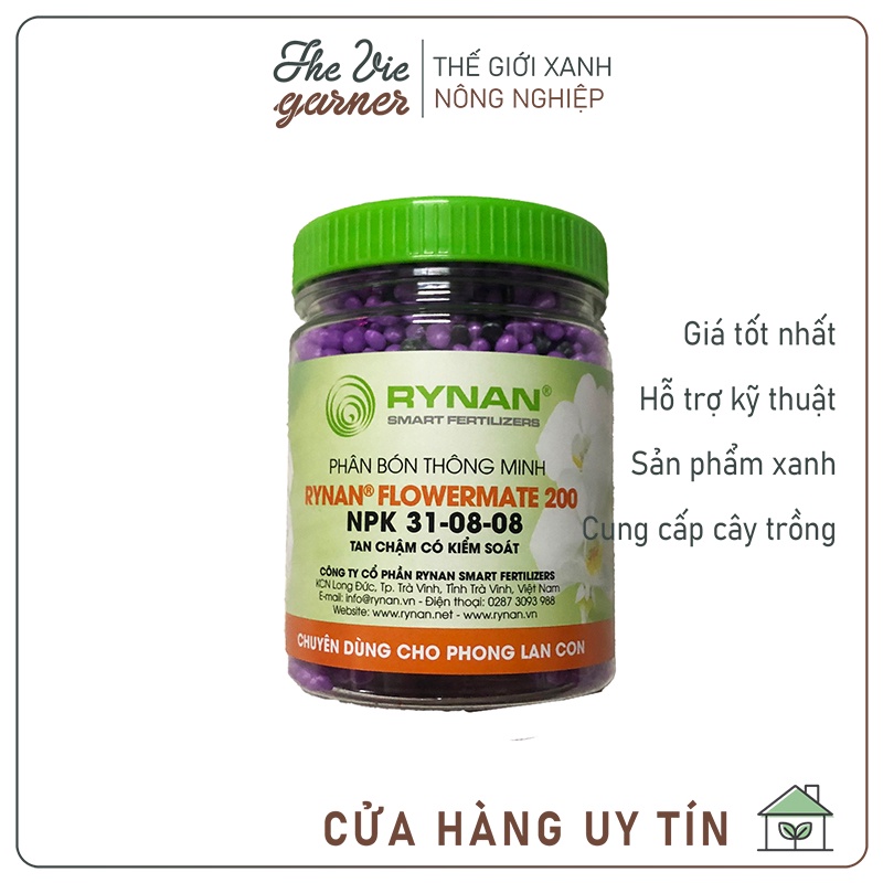 Phân bón thông minh RYNAN FLOWERMATE hữu cơ tan chậm chuyên cho cây cảnh, phong lan - 5 loại - 150g