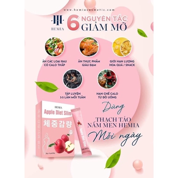 Thạch táo giảm cân Hemia chính hãng tặng cốm nghệ mật ong
