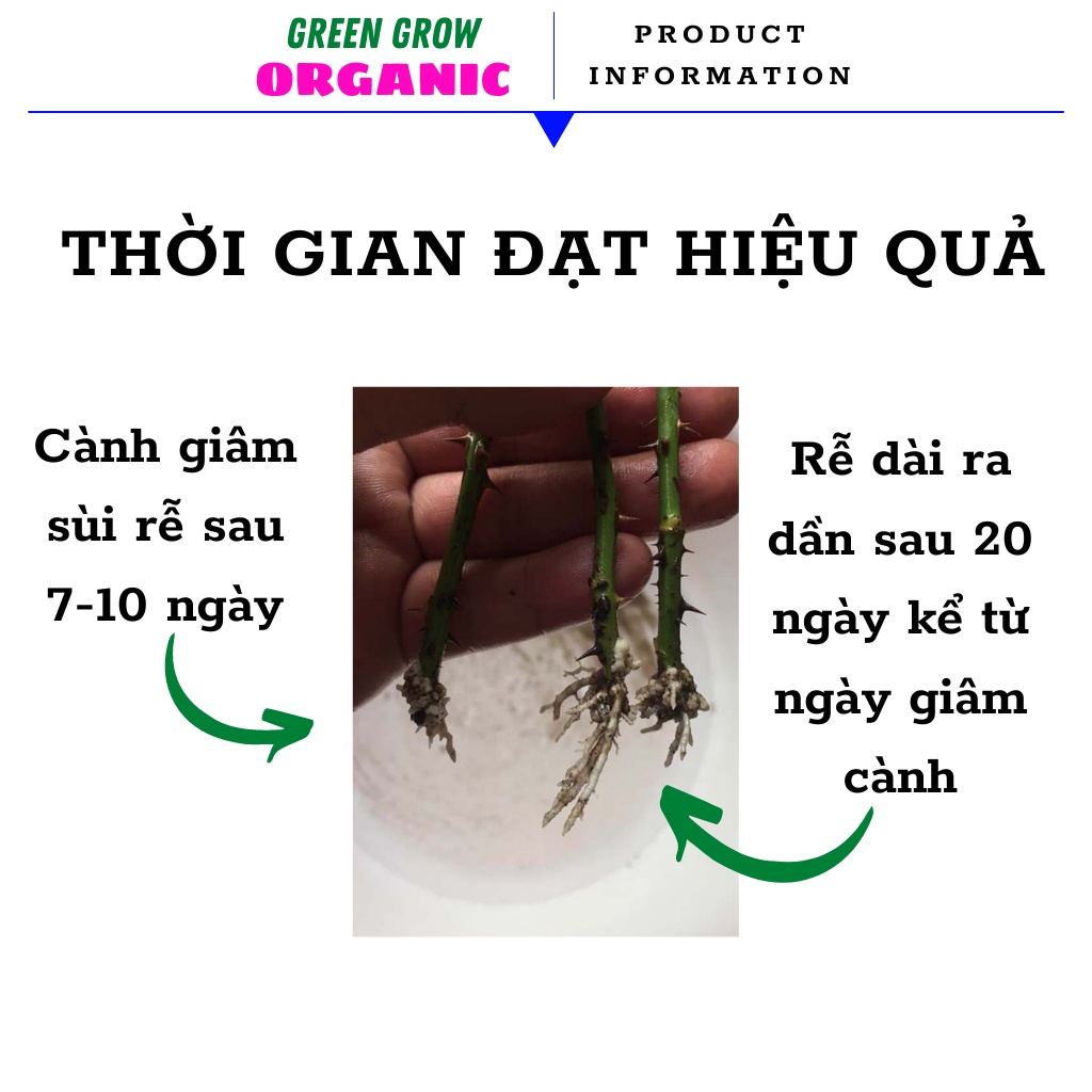 Kích rễ cực mạnh Green Grow Organic dùng giâm cành Hoa Hồng, Hoa Mai, Hoa Giấy, Hoa Lan giúp ra rễ sau 7 ngày MS112