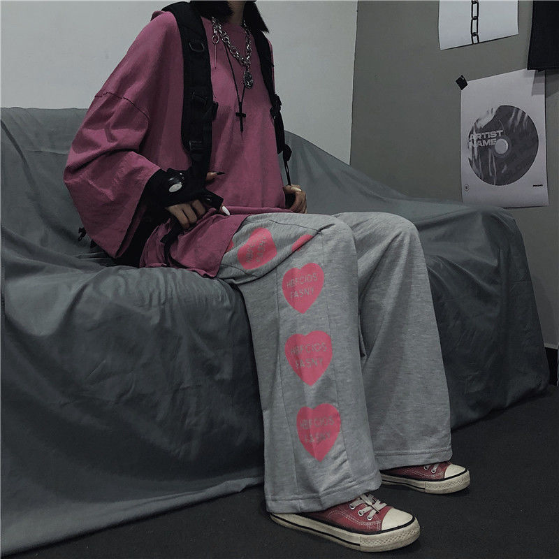 Quần Dài Ống Rộng In Phong Cách Cổ Điển Cá Tính Kiểu Hàn Quốc | BigBuy360 - bigbuy360.vn