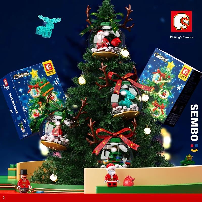 ❃ஐ♀Lego Christmas tree night light đồ trang trí Giáng sinh loạt quà tặng quả bóng lắp ráp khối xây dựng chơi
