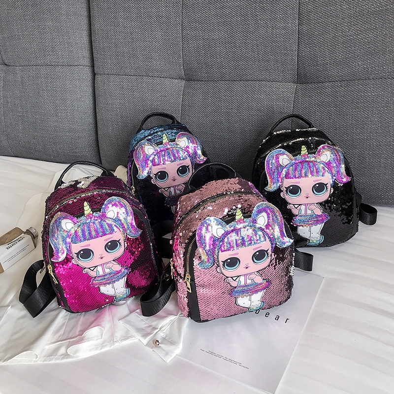 3d Lol Surprise Doll Kids Sequin Backpack Backpack Neo Kids Korea Balo Cute Túi Bé Gái