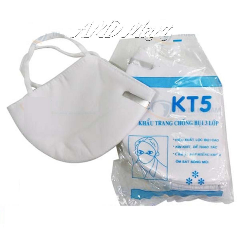 [GIAO LUÔN TRONG NGÀY]Khẩu trang 3 lớp KT 5 Nẹp bóp sống mũi vừa khít khuôn mặt,chống bụi kháng khuẩn cao. | BigBuy360 - bigbuy360.vn