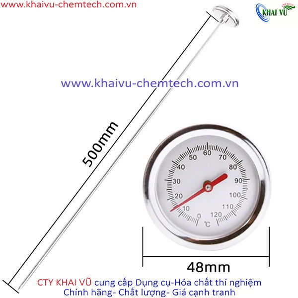 Nhiệt kế Inox dài 50cm chuyên đo đất, phân bón, đống ủ nông nghiệp  không cần pin