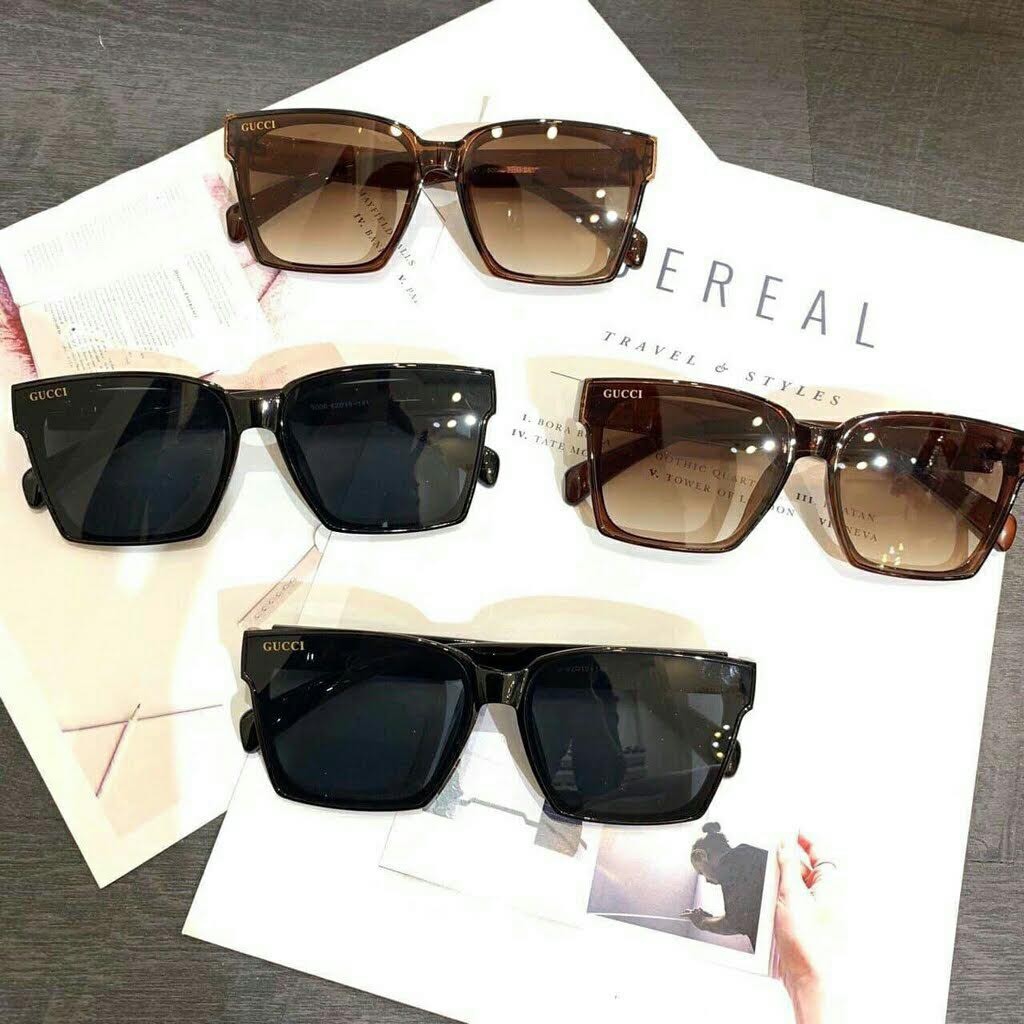 Kính râm Nam Nữ Hàn Quốc Chống tia cực tím Kính đen Kính vuông kiểu dáng thời trang FERADO (tặng kèm hộp đựng kính)