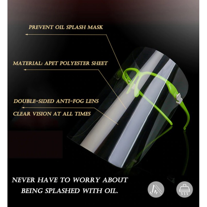 ( 222 ) Kính Chống Giọt Bắn Phòng Dịch Bảo Hộ Full Face Trong Suốt - Mặt Nạ Chống Giọt Dầu Văng Bắn Chống Bụi gió