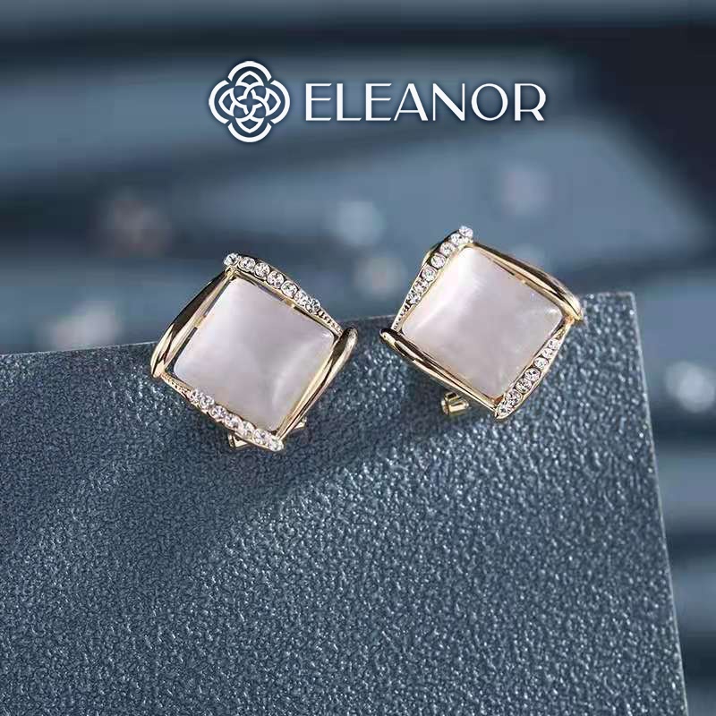 Bông tai nữ chuôi bạc 925 Eleanor Accessories hình thoi đính đá phụ kiện trang sức xinh