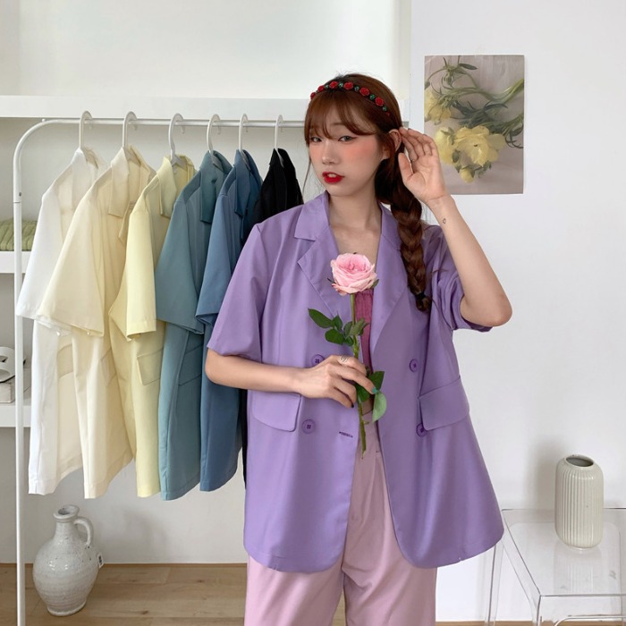 Áo blazer tay ngắn thời trang Hàn Quốc dễ phối đồ | BigBuy360 - bigbuy360.vn