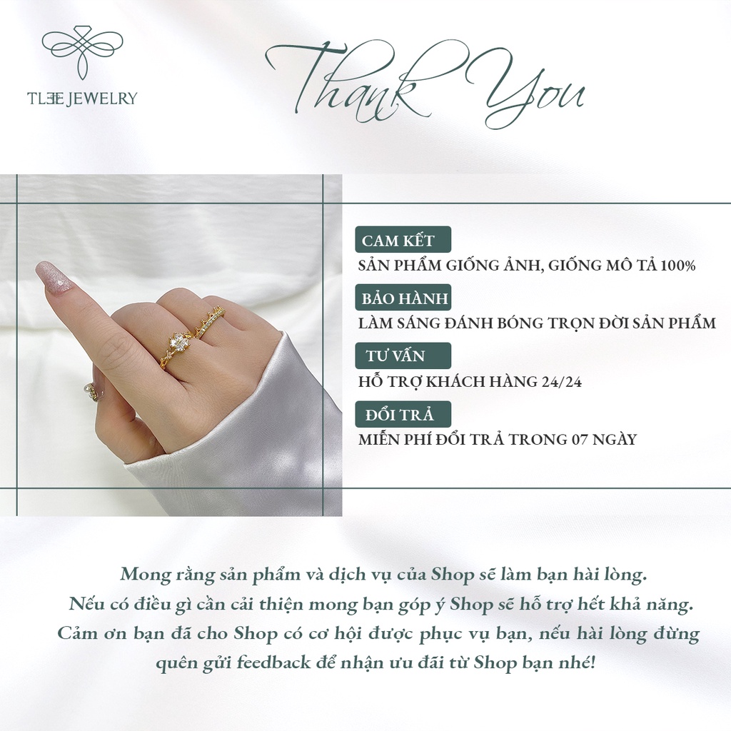 Nhẫn bạc nữ TLEE king nạm đá cao cấp xi vàng 14k NCJ A0105