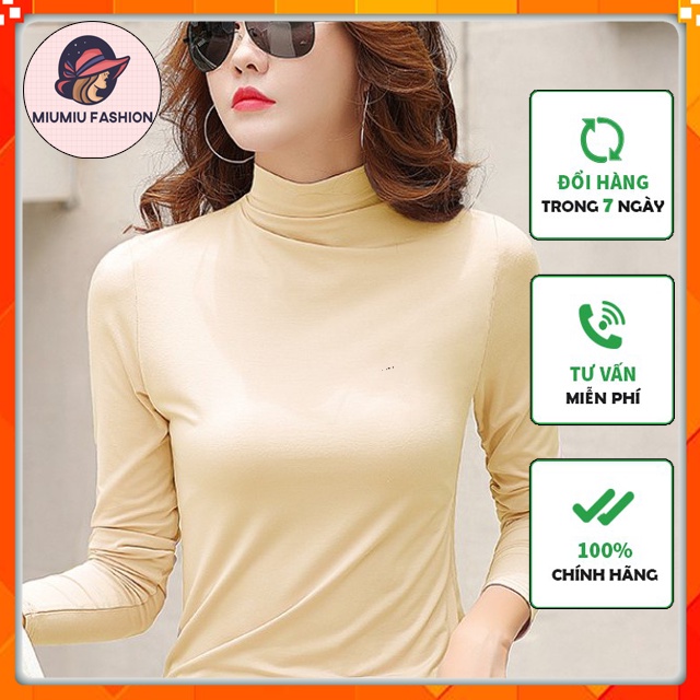 Áo giữ nhiệt NỮ lót nỉ cổ cao mặc cực thích