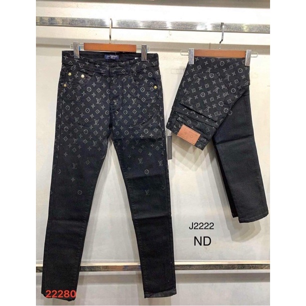 Quần Jean nam LV vân nửa trên, quần jean nam- Bơ Boutique