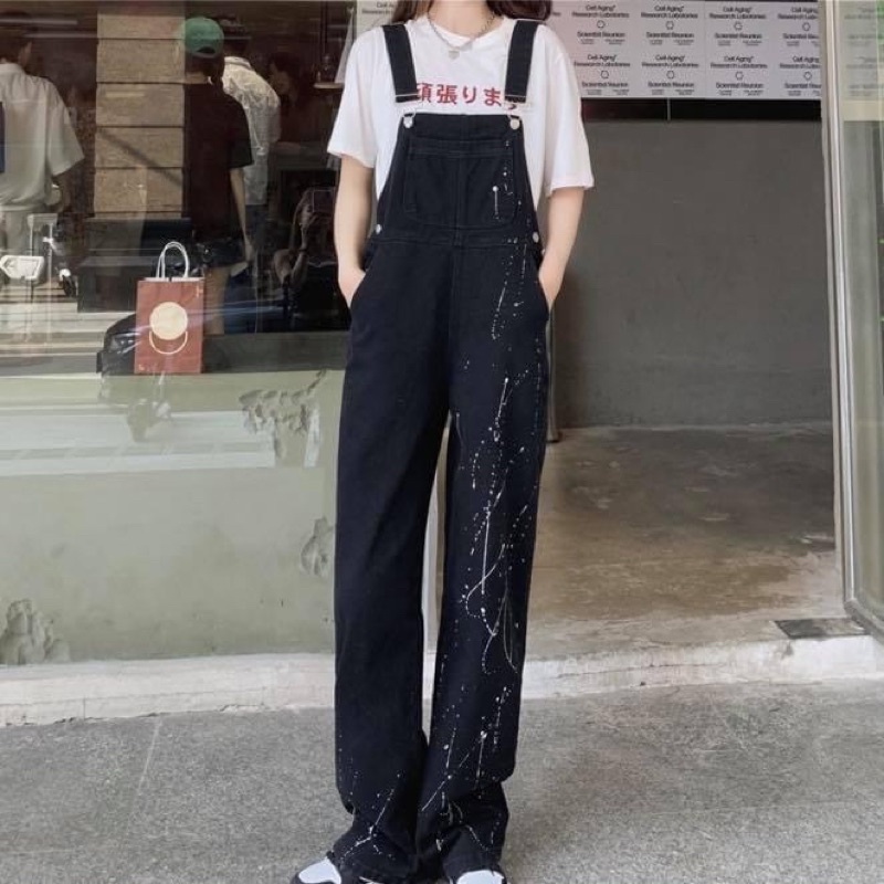 Jumpsuit dài ống đứng hai dây jean denim vảy sơn ( có size bigsize ) nữ - Order taobao quảng châu