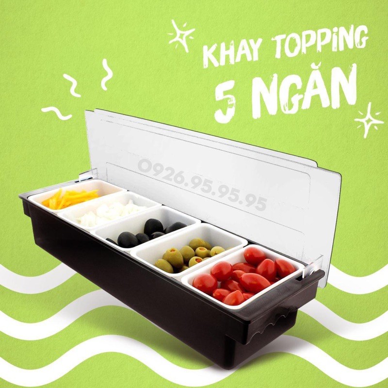 [ Sỉ ] Khay đựng topping 5 - 6 ngăn - Hộp đựng đồ topping - Thiết bị máy móc pha chế