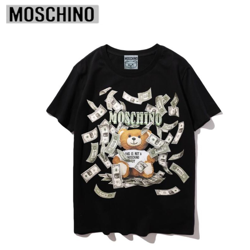 Áo Thun Chất Liệu Vải Cotton Tay Ngắn Có In Hoạ Tiết Moschino