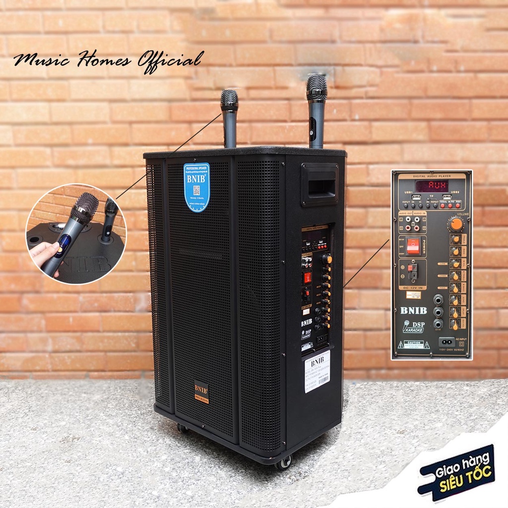 Loa Kéo BNIB 1509 Plus bass 40 | Loa Kéo 3 Đường Tiếng, âm thanh chất lượng, kèm 2 tay micro cao cấp hát hay