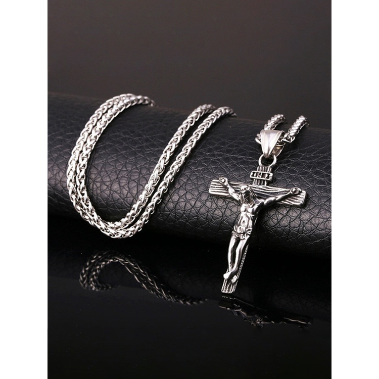 Vòng cổ Bằng Thép Không Gỉ Mặt Thánh Giá Thời Trang Cho Nam