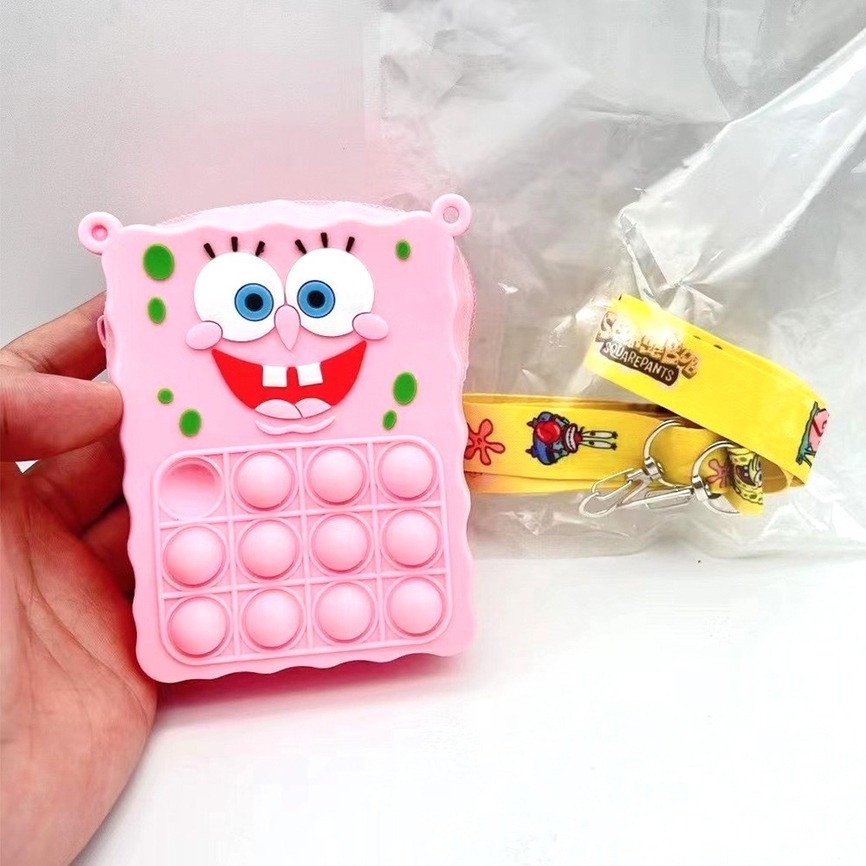 Pop it Fidget StellaLou Túi đeo vai SpongeBob Ví tiền xu dành cho trẻ em Push Bubble Đồ chơi, quà Giáng sinh