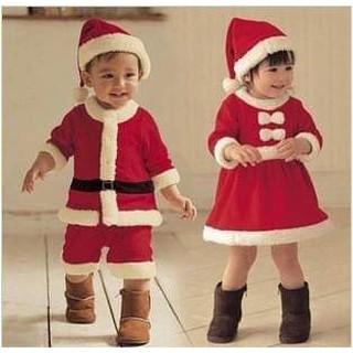 Bộ Quần Áo Ông Già Noel Cho Bé Trai và Gái từ 2-4 tuổi