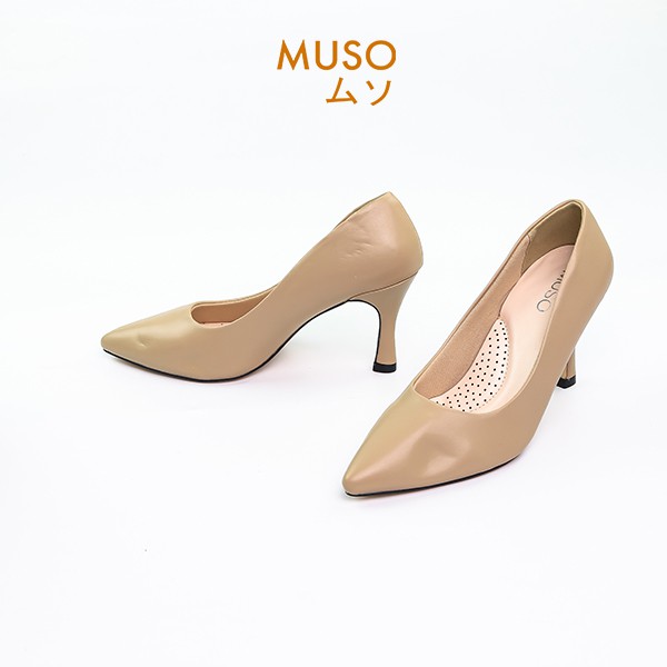 Giày Cao Gót MUSO 7cm Mũi Nhọn Kiểu Dáng Basic Da Lì Mềm