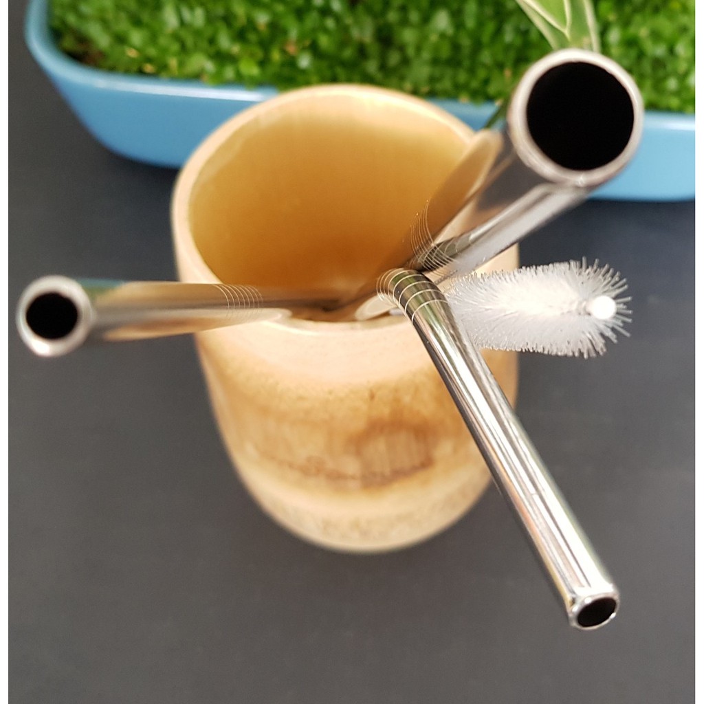 Bộ 5 món:2 Ống hút inox 304 ,1 ống hút trà sữa và 1 cọ rửa nilon và túi canvas | BigBuy360 - bigbuy360.vn