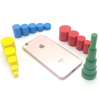 Bộ tháp trụ 4 màu không núm bản gia đình - Giáo cụ Montessori  đồ chơi giáo dục