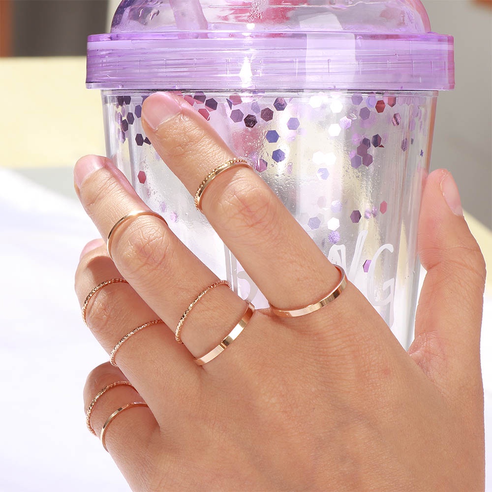 Set 10 nhẫn đeo tay mạ vàng/bạc thiết kế đơn giản thời trang cho nữ