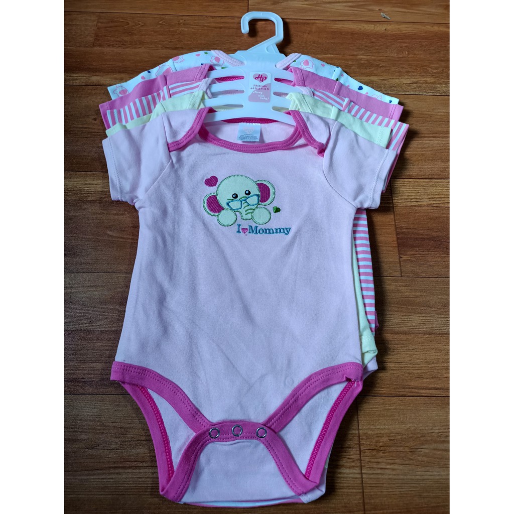 Set 5 Áo Cộc Tay Baby Bodysuits Cho Bé 0-12 Tháng | I Love Mommy Hồng Baby Bodysuits Áo liền quần đóng bỉm