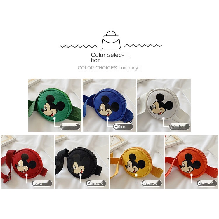 Túi đeo chéo ngực vải canvas họa tiết chuột mickey dễ thương dành cho bé gái