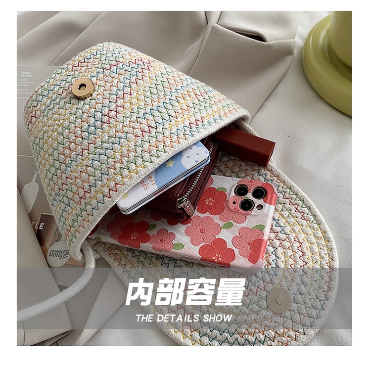 IELGY Túi Đeo Vai Dệt Hình Hoa Thời Trang Mùa Hè Cho Nữ