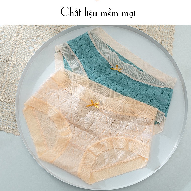 Quần lót nữ ren mềm kháng khuẩn thoáng khí chống hằn có size to P069