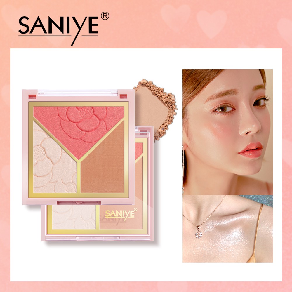 [Hàng mới về] Bảng Phấn Bắt Sáng Saniye E0335 Trang Điểm Tạo Khối Đa Năng 3 Trong 1 Tiện Dụng | BigBuy360 - bigbuy360.vn