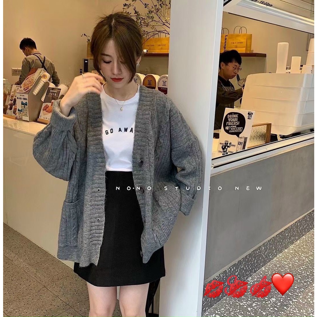 Áo Khoác Cadigan 4 Khuy Dáng Dài- Áo Khoác Cadigan Thừng Hàng Quảng Châu Cao Cấp( Ảnh Sàn Shop chụp, shop có bán sỉ)