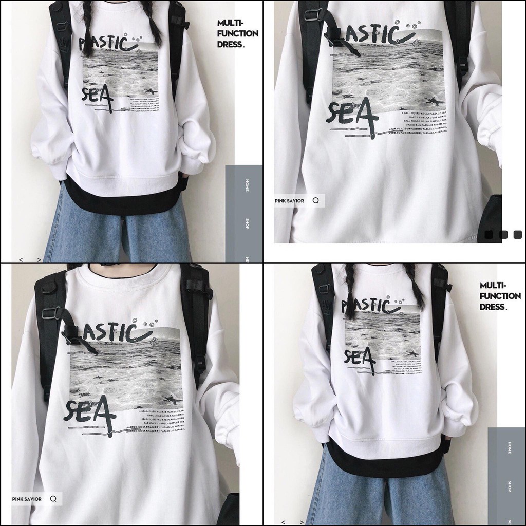 Áo Sweater PLASTIC Vải Nỉ Bông Form Rộng Ulzzang Unisex