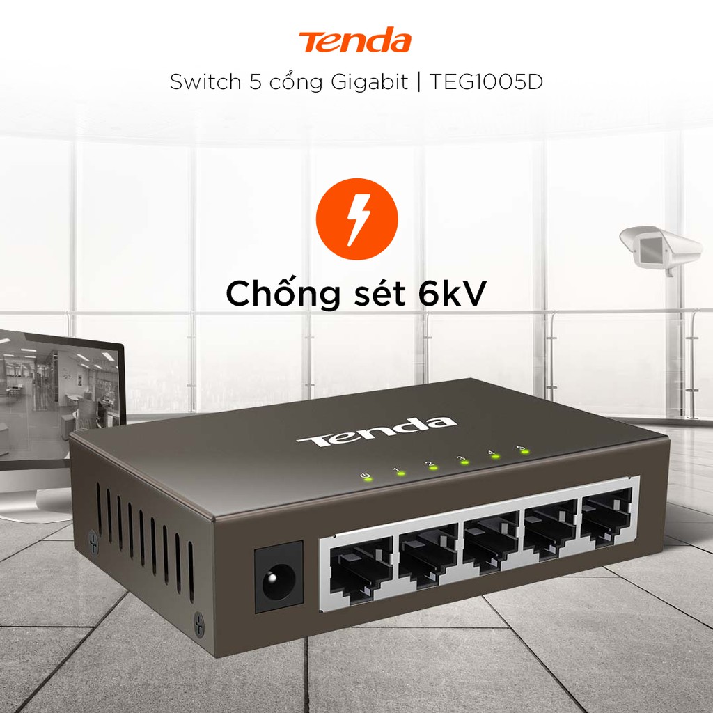 Tenda Bộ chia mạng Switch TEG1005D 5 cổng Ethernet 1000Mbps - Hãng phân phối chính thức