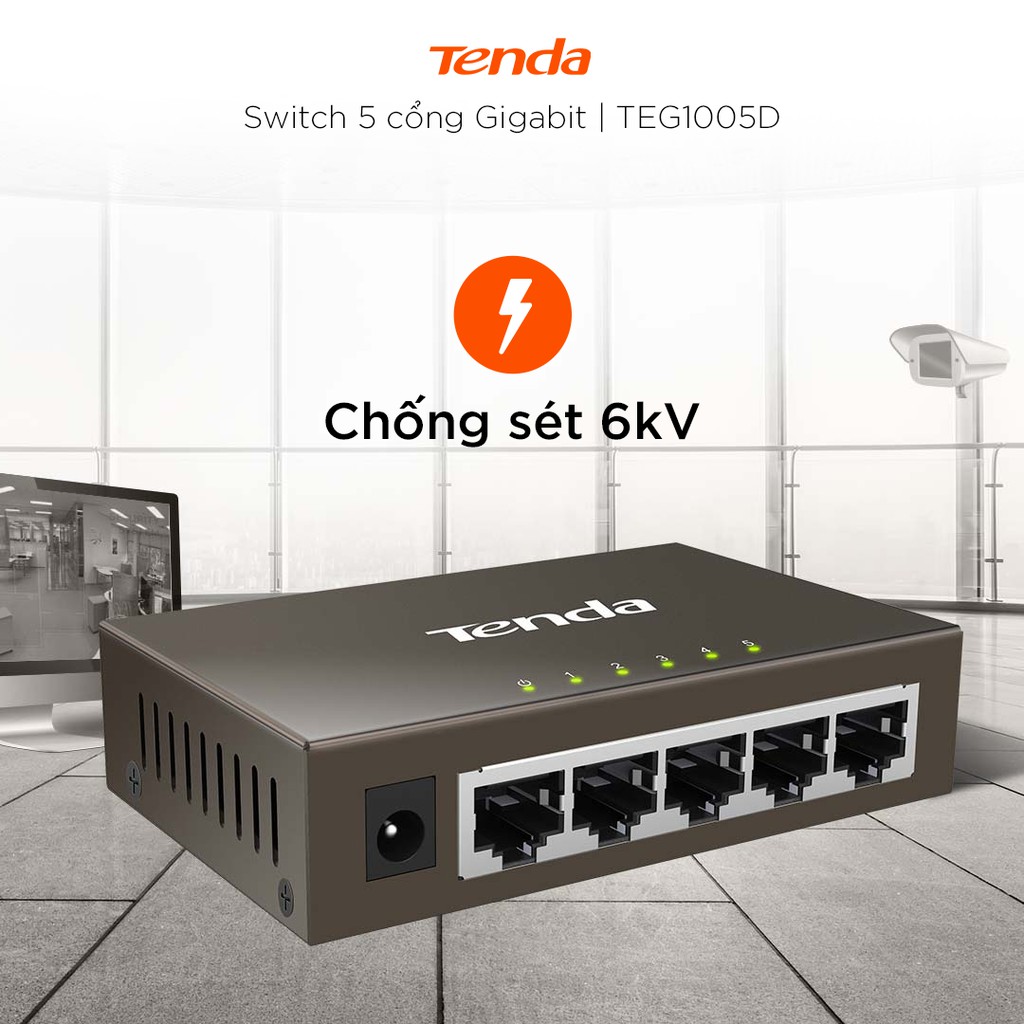 Tenda Bộ chia mạng Switch TEG1005D 5 cổng Ethernet 1000Mbps