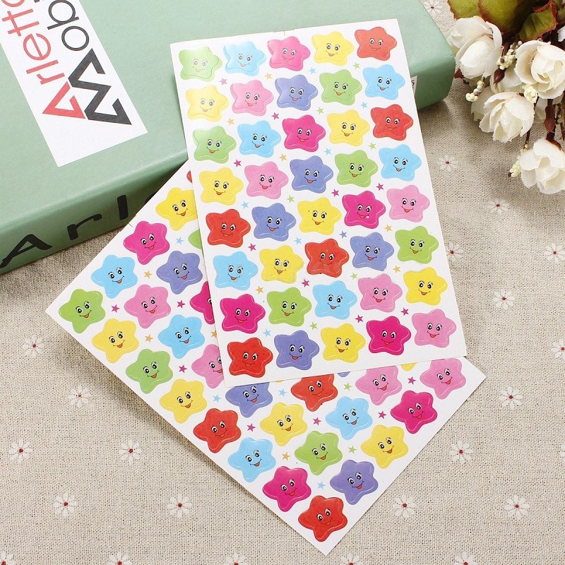 10 Miếng dán gồm 400 hình dán ngôi sao mặt cười dễ thương trang trí sổ tay diy