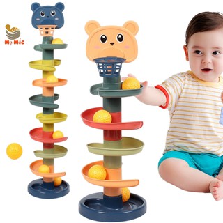 Cầu Trượt Cho Bé- Thả Bóng Xoay Tròn, Tháp Bóng Lăn Và Đồ Chơi Bóng Rổ, Trò chơi vận động cho bé yêu - Shop mẹ Mốc