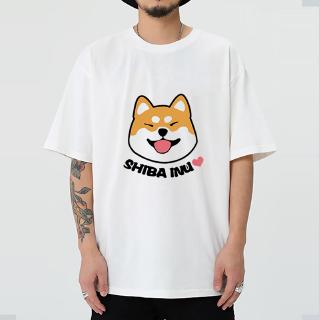 Áo Thun Ngắn Tay In Hình Chó Shiba Xinh Xắn Dành Cho Các Cặp Đôi