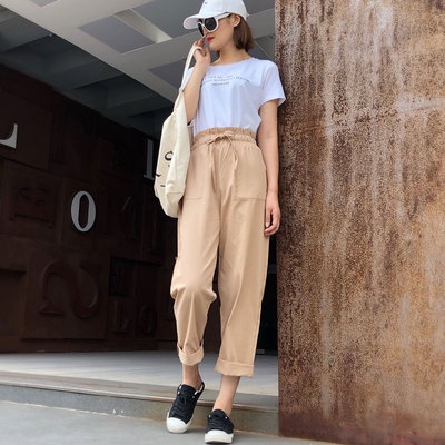 Quần Yếm Lưng Cao Dáng Rộng Thời Trang Xuân Thu Cá Tính Cho Nữ