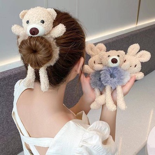 Dễ thương sang trọng phim hoạt hình gấu bông sang trọng vòng tròn tóc ngọt ngào 100% thỏ dây thừng đầu đuôi ngựa vòng