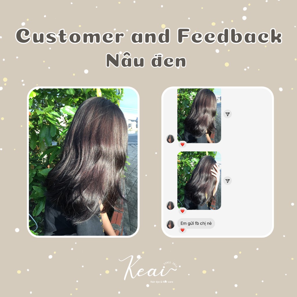 Thuốc nhuộm tóc tại nhà Nâu Đen - kèm oxi - không tẩy - Keaihairdye