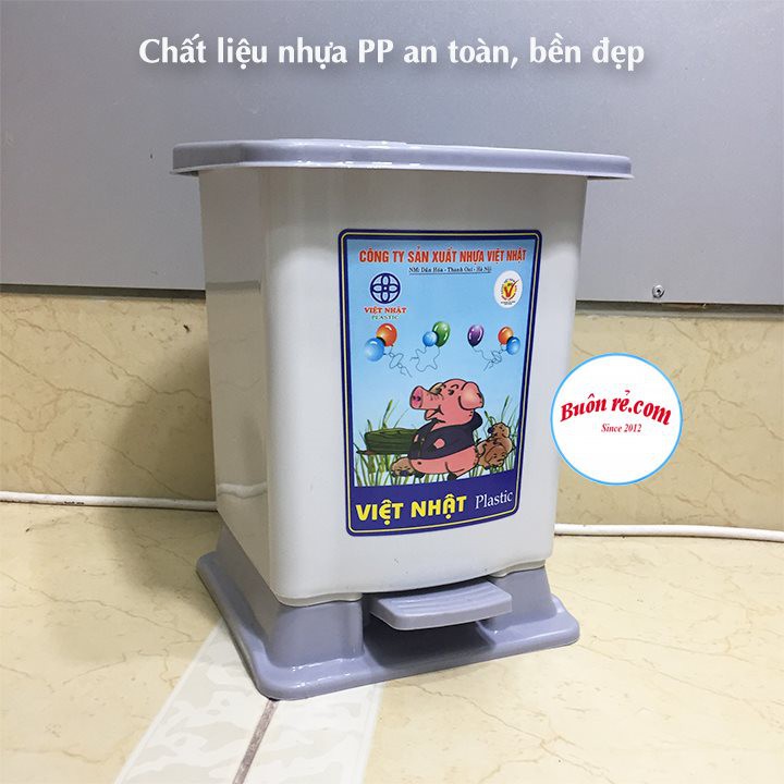 Thùng rác bật nắp 3 size Nhựa Việt Nhật, Thùng đựng rác văn phòng, phòng bếp có nắp đậy (MS: 8040-41-42) -Buôn rẻ 01251