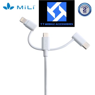 Cáp mili 3in1 lightning /microusb/typec, hi-l31, màu trắng, dài 1m, mili vietnam, mới 100%, b/hành 2 năm 1 đổi 1