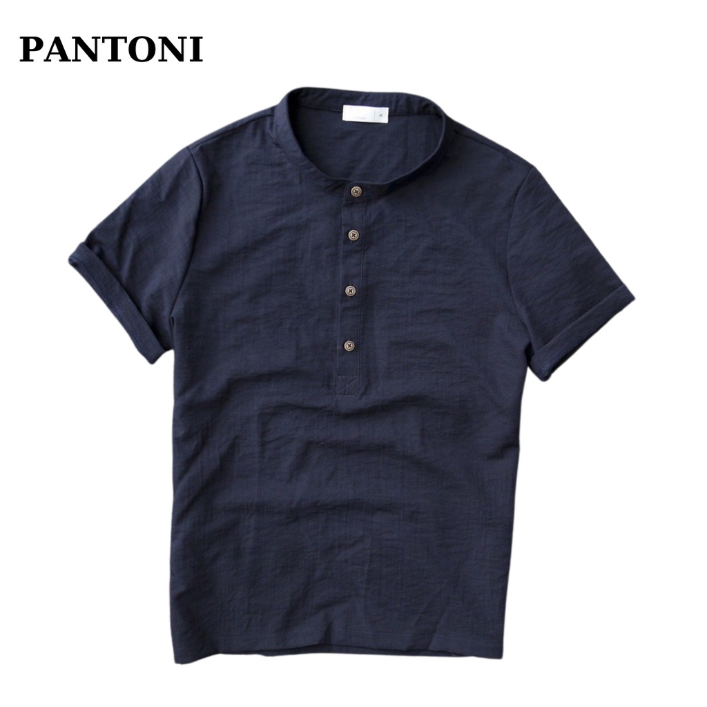 Áo đũi nam côc tay pantoni, Áo sơ mi đũi nam ngắn tay cổ tàu 4 khuy cao cấp (AD79)