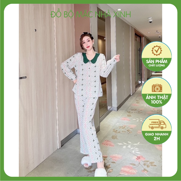 Bộ ngủ Lụa Tay dài Quần dài size 2XL 75kg mặc đẹp- Mặc Nhà Bigsize