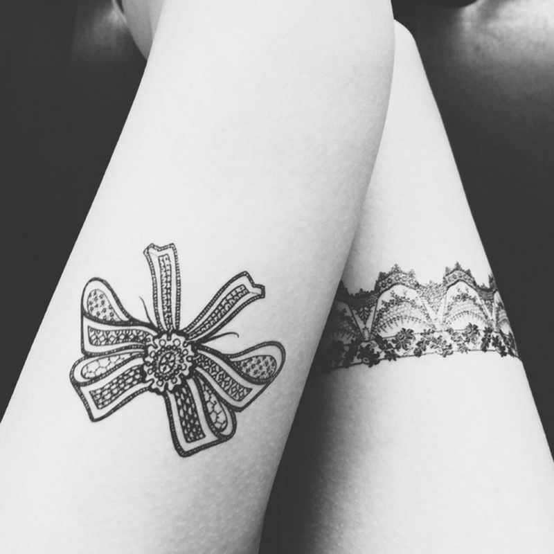 Miếng dán hình xăm tạm thời chống nước ren đùi quyến rũ