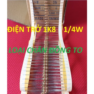 Điện trở 1k8 1/4w 5% loại chân to bằng đồng