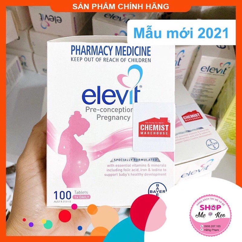 {Date 2024 +Tem chemist} Elevit bầu Úc Vitamin Tổng Hợp - 100 viên bổ sung đầy đủ vitamin &amp; khoáng chất cho mẹ bầu