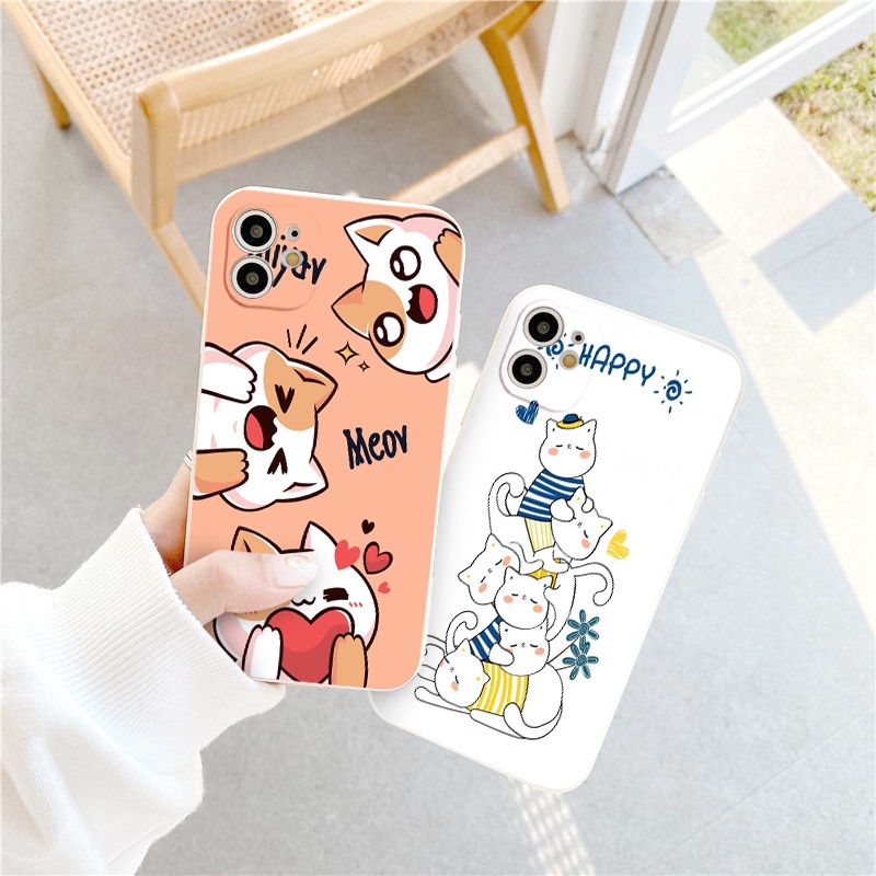 Ốp điện thoại iphone Happy Cat ngộ nghĩnh cute chống bẩn ốp iphone 6/6s/7/8/se2020/x/xs/xr/xsmax/13/12/11/pro/promax BVC