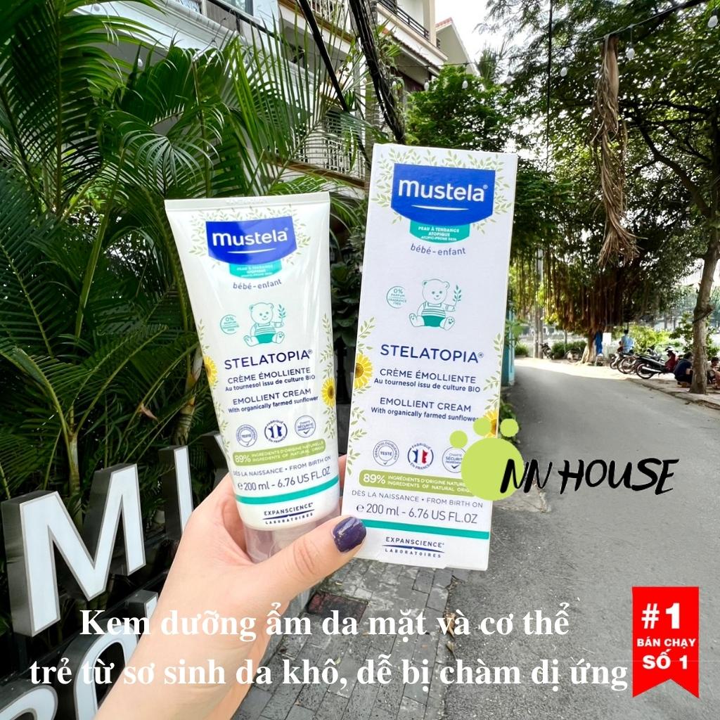 Kem dưỡng ẩm da mặt và body Mustela Stelatopia Cream 200ml cho da khô, da cơ địa kích ứng, da chàm thể tạng, chàm sữa